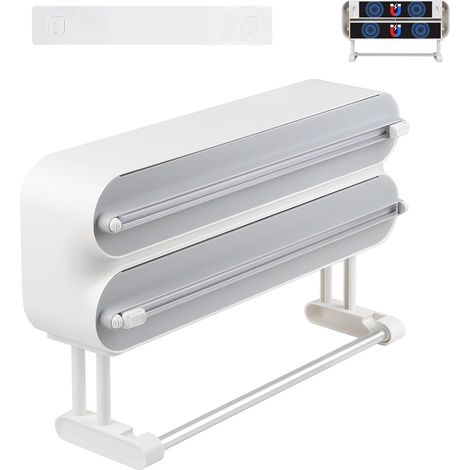 Derouleur Film Alimentaire Magnétique, Distributeur Aluminium et Film Alimentaire, d'organisateur de Papier Aluminium, Coupe-Film-Alimentaire pour Tiroir de Cuisine, Support Sopalin (1/5)