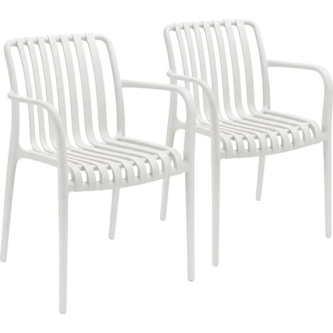2er-Pack stapelbare Kaia-Gartenstühle mit Armlehnen aus Polypropylen von 7house