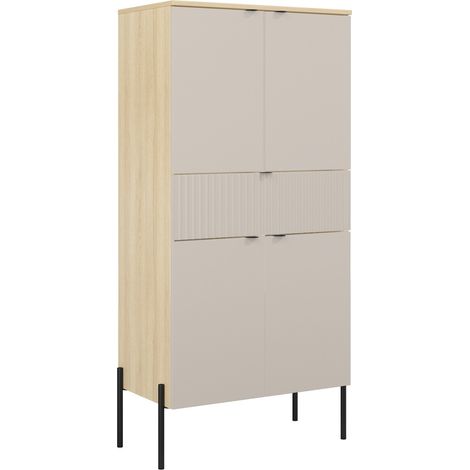 Estantería Levtenu 121, Roble + Cachemira, Con cajones, Con puertas, Cerrable, Aglomerado laminado, Número de puertas: 0, Número de cajones: 0, 150x70x40cm (1/3)
