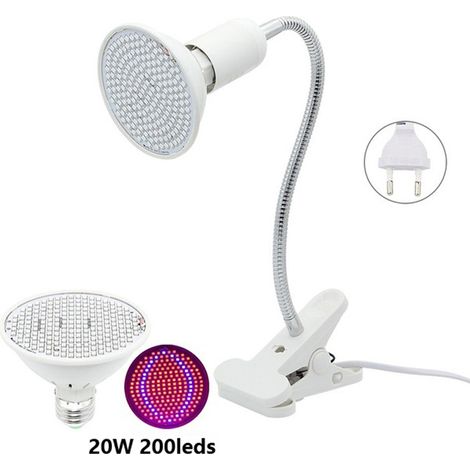 20-W-LED-Pflanzenlampe mit 360°-Schwenkclip, Beleuchtung für Zimmerpflanzen, Gewächshaus