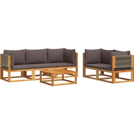 Maison Exclusive - Set di divani da giardino 6 pezzi con cuscini in legno di acacia e corda