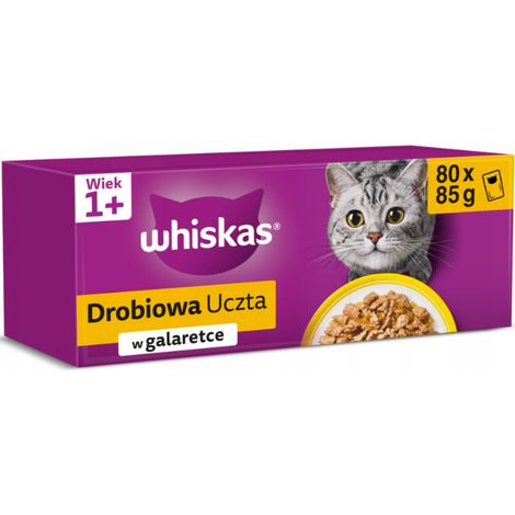 Aliment humide pour chat WHISKAS Gelée de volaille Sachet 80x85g (1/3)