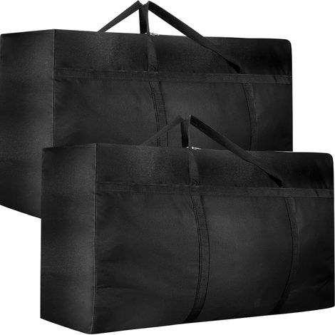Boîte Rangement sous Lit Oxford 2 Pièces, Imperméable Fenêtre Transparente Zip Poignées, Organisateur Couvertures, Noir (1/5)