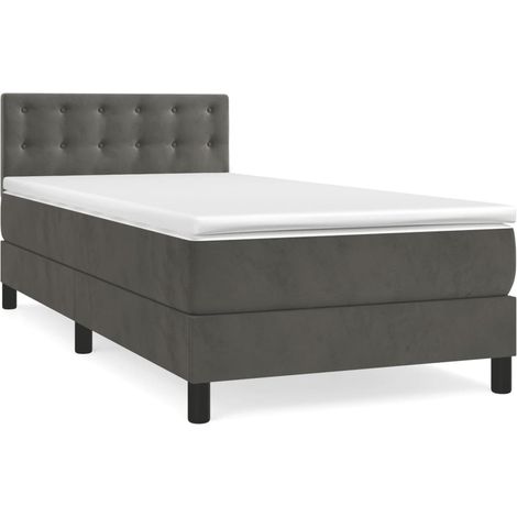 Maison Exclusive - Cama box spring con colchón terciopelo gris os (1/5)