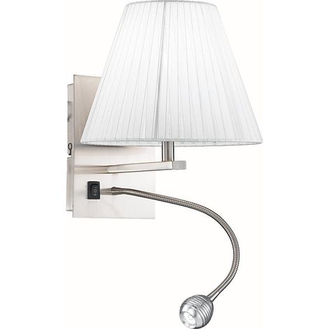 "Applique LED HELLY in tessuto bianco con braccio flessibile con attacco E14"