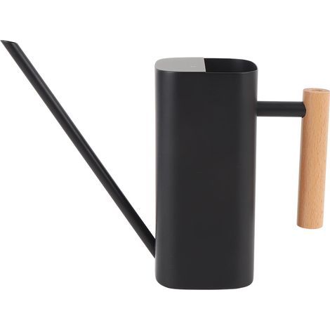 Arrosoir en acier inoxydable avec long bec et manche en bois pour plantes d'intérieur, bonsaï, jardin extérieur, fleur décorative carrée noire 800 ml. (1/5)