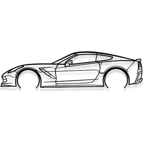 DECORACIÓN DE PARED DE METAL - CORVETTE C7 DETALLADO - silueta metálica del   Corvette C7 - 100CM