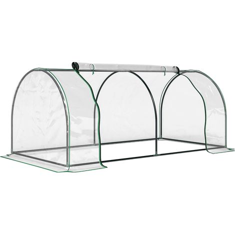 GagaSerre de Jardin mini serre à tomates dim. 2L x 1l x 0,8H m Porte zippée bâche PVC Acier Transparent (1/5)