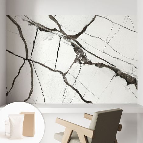 Carta Da Parati In Vlies Decorativa Per Pareti - Con Motivi Moderni - Con Colori Intensi - Per Ufficio crepe nel marmo 104x70 cm (1/5)