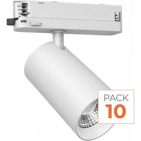 Pack de 10 - Spot LED sur Rail COB Triphasé 40W 36° Blanc - Garantie 5 ans - Blanc Neutre 4000K - 5500K - SILAMP (1/2)