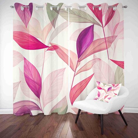 Rideau Occultant pour Chambre Botanique Feuille 2 Pièces Rideaux Imprimés Moderne Plante Thermique Anti Chaleur, Isolation Acoustique, Rideau de Porte à Oeillets, 150 x 280cm - L 150 X H 280cm (2 Pann (1/5)