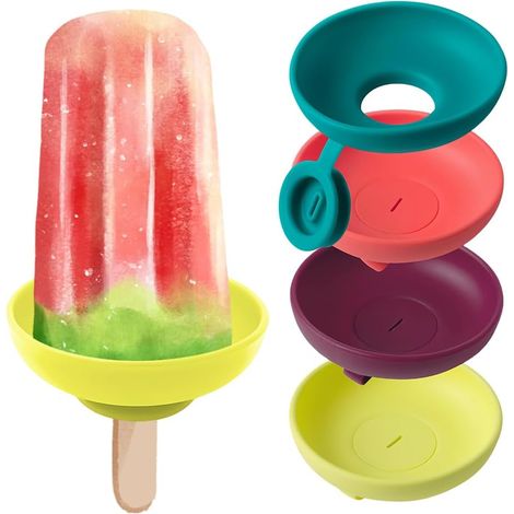 Set di 4 porta gelato, supporti antigoccia, porta gelato portatili in silicone, porta ghiaccioli colorati riutilizzabili, porta cubetti di ghiaccio per feste estive