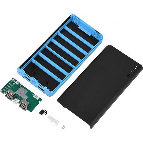 Kit de batterie externe portable à charge rapide 4 ports USB, ultra grande capacité 20 000 mAh, bleu, à monter soi-même (1/5)