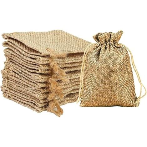 20 Sacs en toile de jute, Petits sacs en jute réutilisables, Sacs à cordon en toile pour cadeaux de mariage, Pâques et fêtes