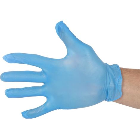 Gants alimentaires en vinyle non poudrés bleus M (Lot de 100) - Hygiplas (1/5)