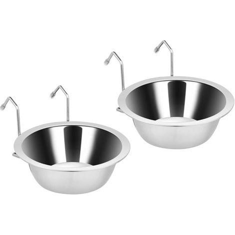 APEX Lot de deux gamelles pour animaux de compagnie, gamelles en acier inoxydable, adaptées aux petits chenils et chatteries. (1/5)