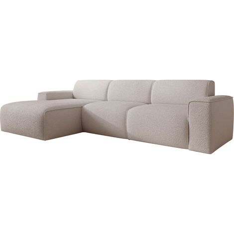 Selsey Bouvi – Ecksofa, Ottomane links, hellbeige, Bouclé (1/5)