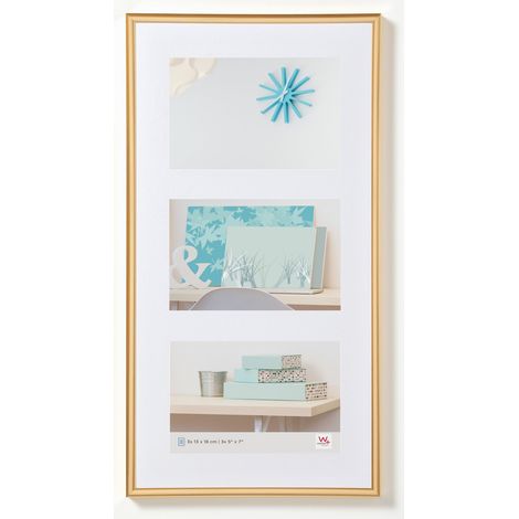 Cadre Photo Or 13x18 cm Galerie avec Passe-Partout, Cadre Plastique KV338G (1/5)