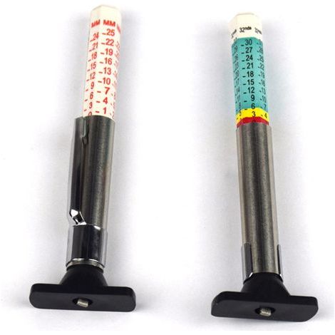 Jauge de profondeur de pneu en plastique graduée de 0 à 25 mm, règle à motifs, stylo pour traceur de pneu (lot de 2) (1/4)