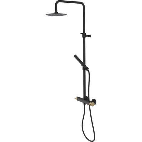 ULTRASAN Set de douche combiné avec mitigeur, noir mat/or mat