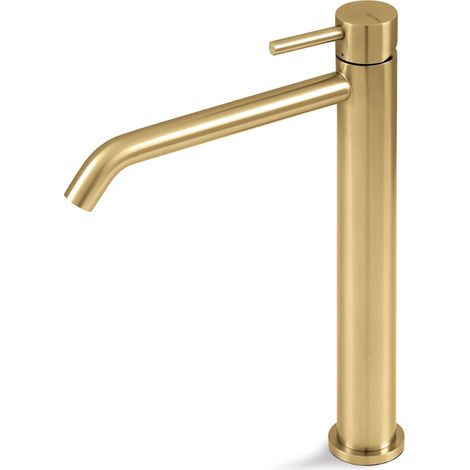 Vema Tiber Tall Basin Mixer Tap Single Handle - Brushed Brass (1/2)