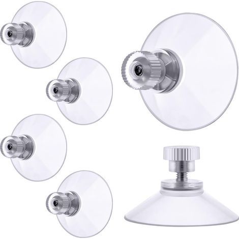 ventouse a visser, 6 Pièces 32mm Ventouses Transparentes avec Filetage, Extra Fortes PVC Plastique Suspension Rideau Isolant Ventouse pour Camping Car, Fenêtre, Salle de Bain, Van (1/5)