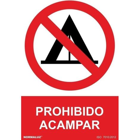 Señal de Prohibido acampar con tintas UV SEKURECO                         100 x 150 mm                          ADHESIVOS DE VINILO (1/2)