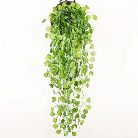 Plante verte artificielle de lierre, feuilles de rotin suspendues, décor mural de jardin extérieur de maison, 90cm 2pcs (1/5)