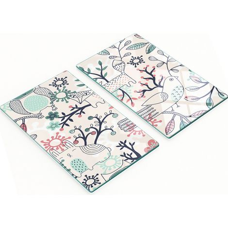 Tableros de vidrio duraderos y elegantes con dise帽os de animales y flores, 2x30x52 cm.