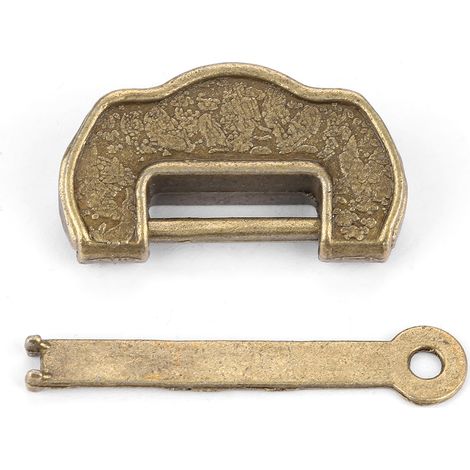Chinese Vintage Padlock Antique Retro Style Lock Key for Jewelry Box Drawer Cabinet (Small)