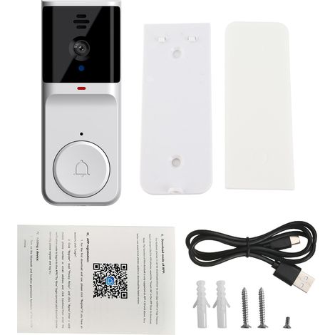 Videocitofono intelligente con visione notturna a infrarossi, videochiamata wireless Wi-Fi 2.4G tramite app Bell TY, interfono bidirezionale, ampio raggio di trasmissione per ville, case, uffici, appa (1/5)