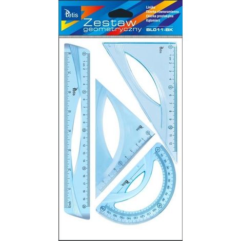 Set di righelli geometrici blu da 20 cm