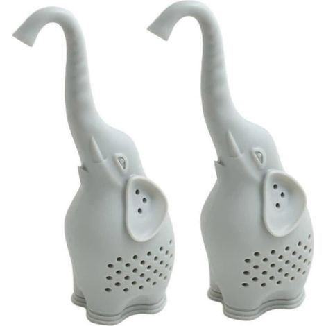 Lot de 2 infuseurs à thé en silicone, passoire à thé éléphant créative (grise) (1/5)
