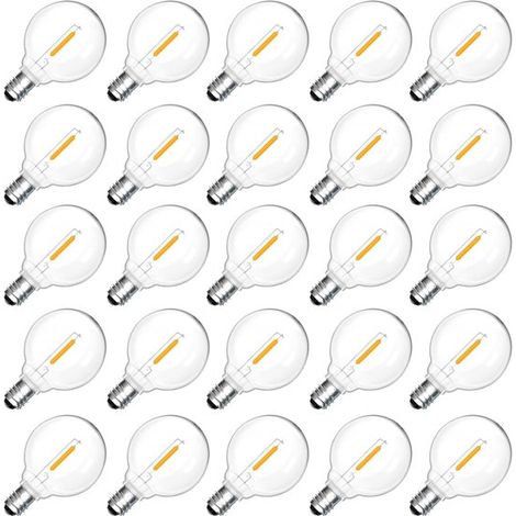 Lot de 25 lampes LED G40 – Blanc chaud 2700K – Étanches IP54 – Pour jardin, terrasse et fêtes (1/5)