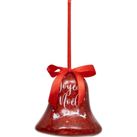 Sujet de Noël Cloche "Joyeuses Fêtes" 7cm Rouge