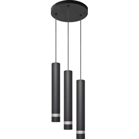 Helam TUBA Plafonnier Suspendu Cluster Noir, Chrome 30cm