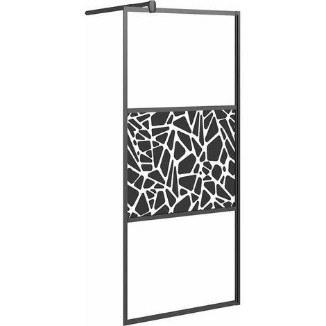Maison Exclusive - Parete Doccia Walk in 80x195cm Vetro ESG con Design Pietre Nero (1/5)