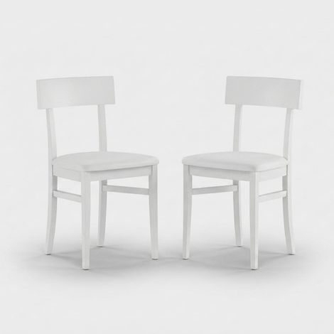 Set 2 sedie legno laccato seduta similpelle cucina Zaira - Bianco