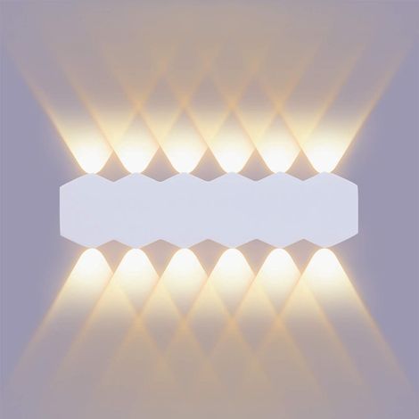Luminaire mural LED 12W 31cm Blanc Moderne Applique Murale Aluminium Spot Up Down Éclairage Intérieur Lumière Chaude 3000K (1/5)