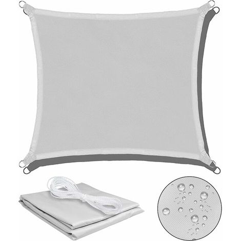 Tigrezy Sonnensegel, quadratisches Sonnensegel, 2 x 2 m, Sonnensegel, wasserdicht, 95 % UV-Schutz, für Garten, Terrasse, Außenterrasse, Schwimmbad, mit kostenlosem Seil, Grau