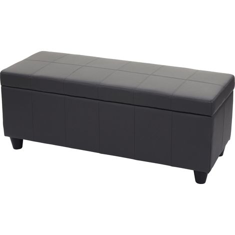 Baúl Kriens, Banco Banco, Imitación Cuero, 45x114x45cm, gris mate (1/5)