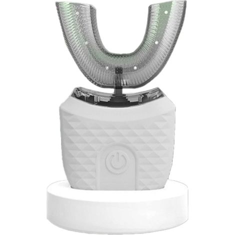 Brosse à dents électrique en U automatique, nettoyage et blanchiment 360°, lumière UV bleue, 4 modes, étanche, fonctionnement mains libres (1/5)