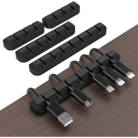 Clips Câble Organisateur - Non spécifié - 4PCS - Silicone Premium - Adhésif Double Face - Noir