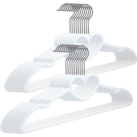 20 pieces, 39 x 21 x 0.5 cm, white, with 360-degree swivel hook, durable plastic hangers for clothes, shirts, jackets (1/5)