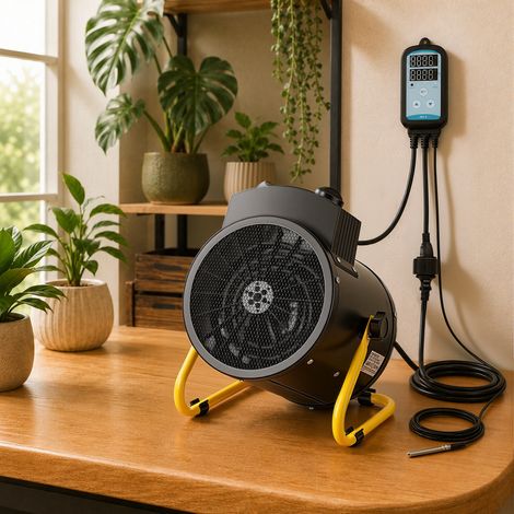 Wolketon Calefactor portátil 2000 W con termostato externo y sonda de temperatura (1/5)