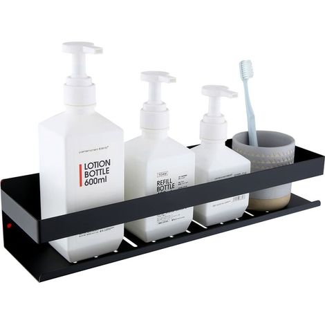 Self Adhesive Shower Caddy, No Drilling Bathroom Shelf SUS304 Stainless Steel Adhesive Shower Caddy, Matte Black 40CM (1/5)