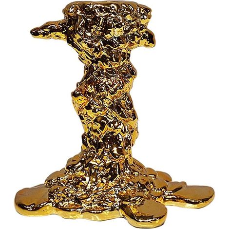 Bougeoirs dorés, bougeoirs en résine plaquée, forme fondue, centre de table de mariage, décoration intérieure (1/5)