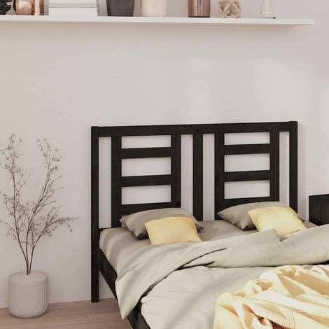vidaXL Cabecero de cama madera maciza de pino negro 126x4x100 cm (1/5)