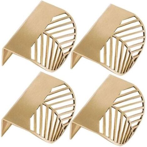 4pcs Forme des feuilles d'or en laiton Cabinet Poignées de meubles de cuisine Poignées Poignée de porte en cuivre tiroir tirettes (1/5)