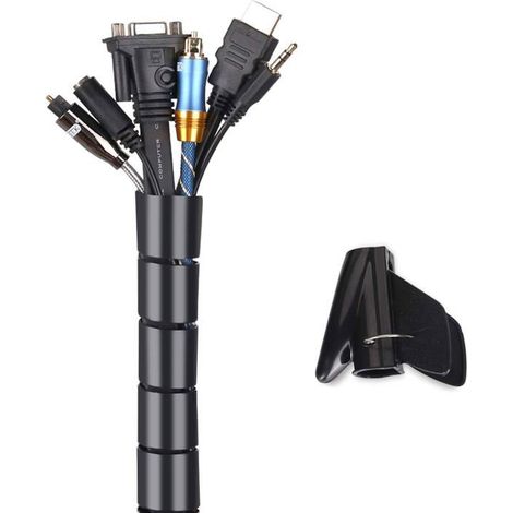 Cache-câble – 2 m – Gaine souple flexible – Noir (1/4)